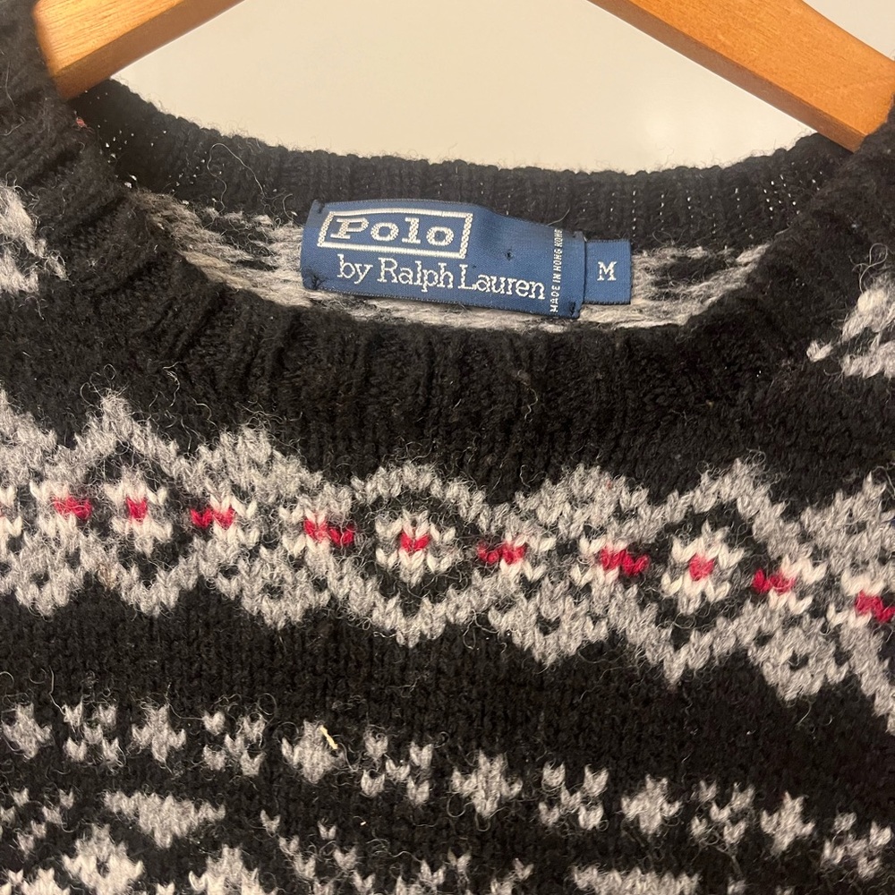 Polo by Ralph Lauren Men's Black and Gray Crewneck Sweater